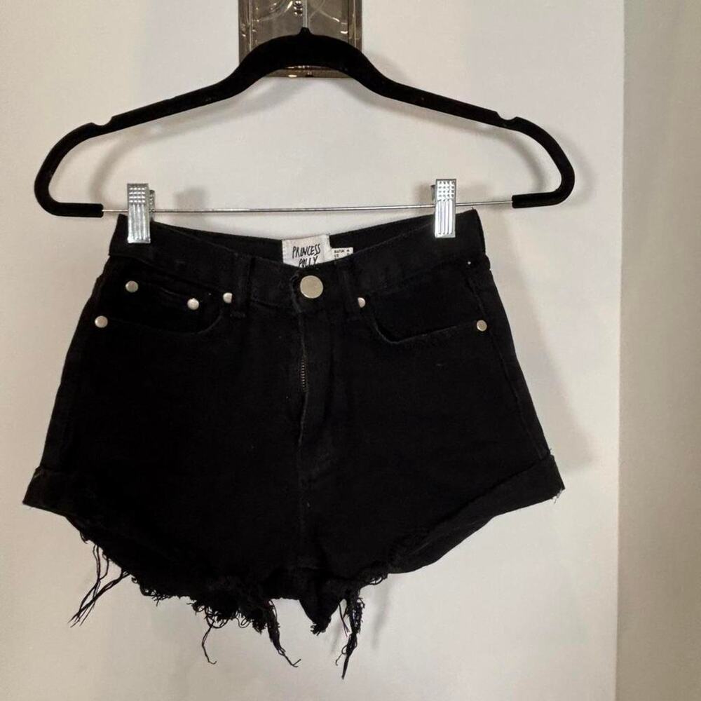 Princess Polly black denim shorts SZ 0